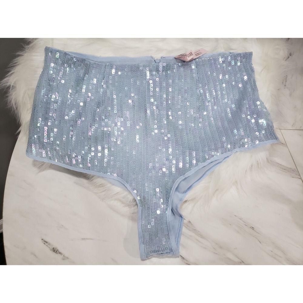 NEW‎ XL Victoria's Secret Sequin Shimmer High Waist Sleep Short  Blue